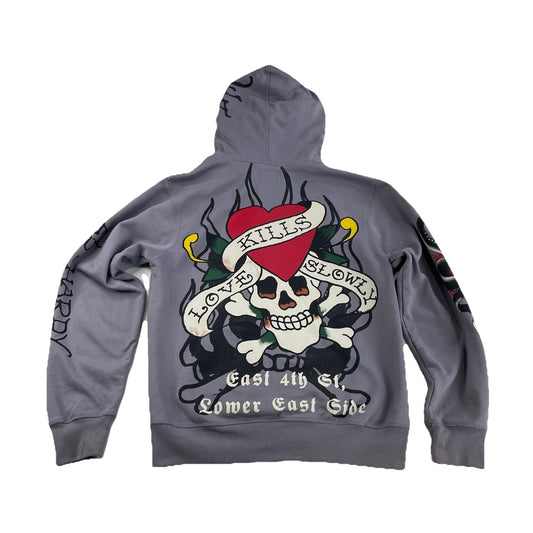 Mens Ed Hardy Just Graphic Zip Up Hoodie Size S