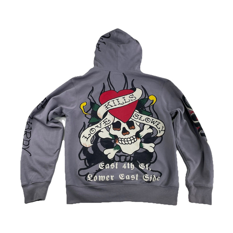 Mens Ed Hardy Just Graphic Zip Up Hoodie Size S