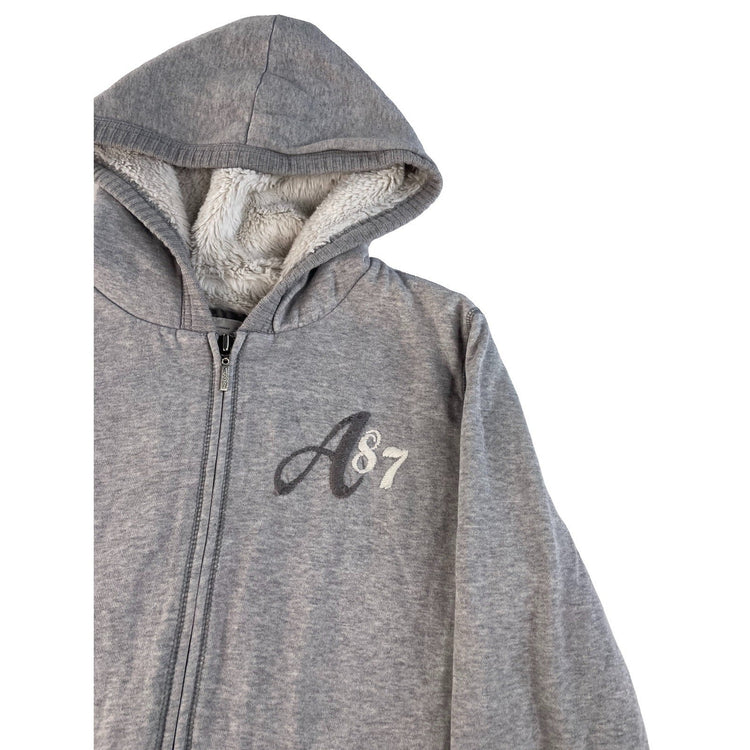 Womens Aeropostale Gray Faux Fur Lined Zip Up Hoodie Size L