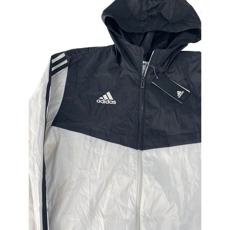 Mens Adidas Black & White Windbreaker Zip Up Jacket Size Medium
