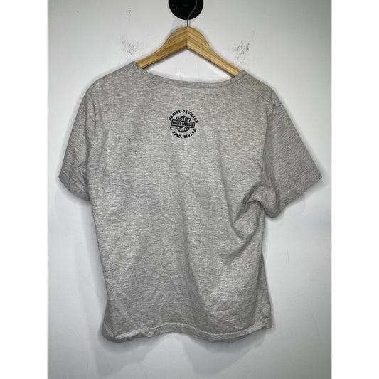 Adult Vintage Gray Embroidered Double Sided Short Sleeve Round Neck Shirt Sz XL