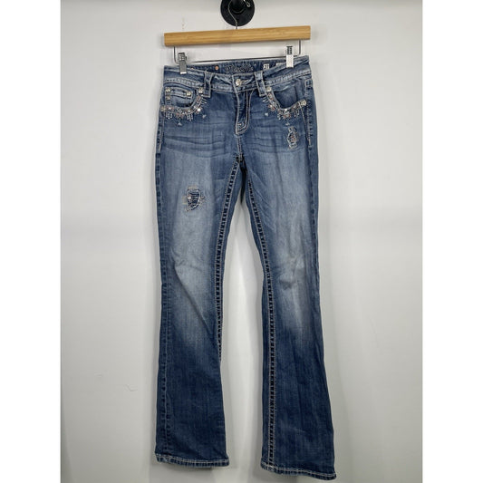 Y2k Women’s Miss Me Blue Size 27 Mid-rise Boot Cut Jeans