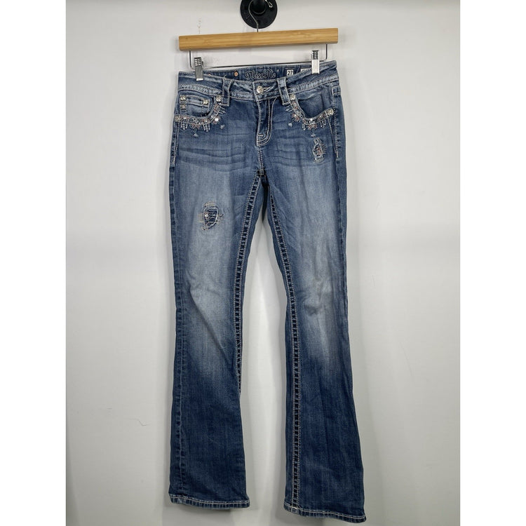 Y2k Women’s Miss Me Blue Size 27 Mid-rise Boot Cut Jeans
