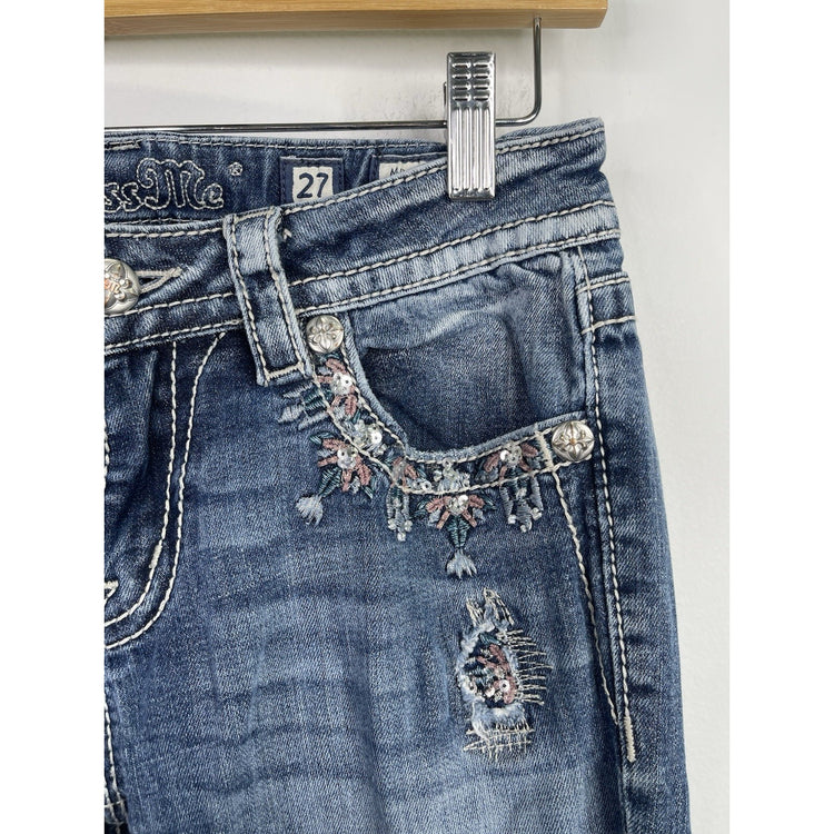 Y2k Women’s Miss Me Blue Size 27 Mid-rise Boot Cut Jeans