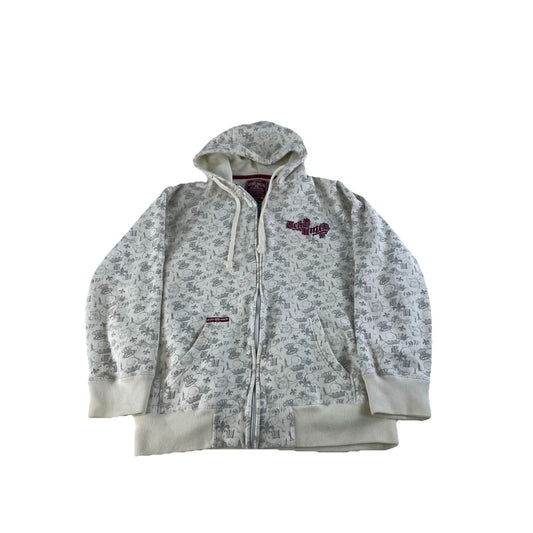 Mens Y2K Ecko Unlimited White Embroidered Zip Up Jacket Size Medium