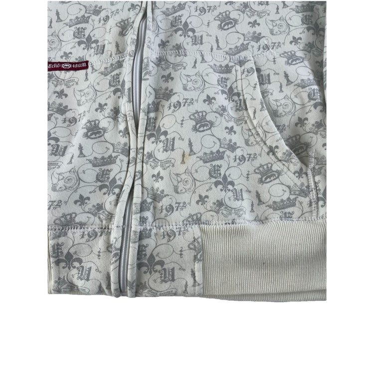 Mens Y2K Ecko Unlimited White Embroidered Zip Up Jacket Size Medium