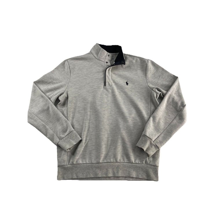 Mens Ralph Lauren Size Medium Grey Quarter Button Up Sweater