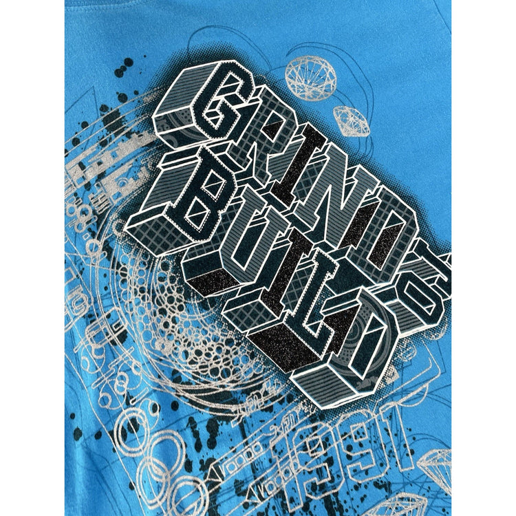 Men’s Y2K South Pole Blue ‘Grind To Build’ Graphic T Shirt Size 2XL