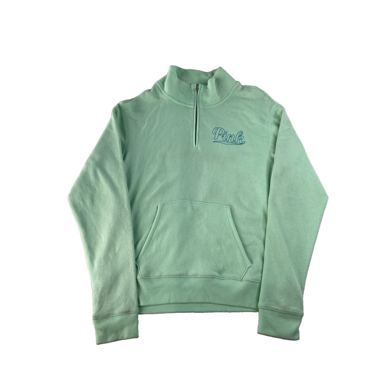 Women's Victoria's Secret PINK Mint Green Half-Zip Pullover Sweatshirt, Size M