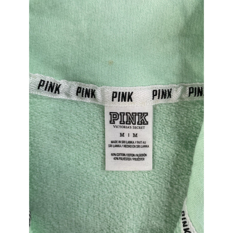 Women's Victoria's Secret PINK Mint Green Half-Zip Pullover Sweatshirt, Size M