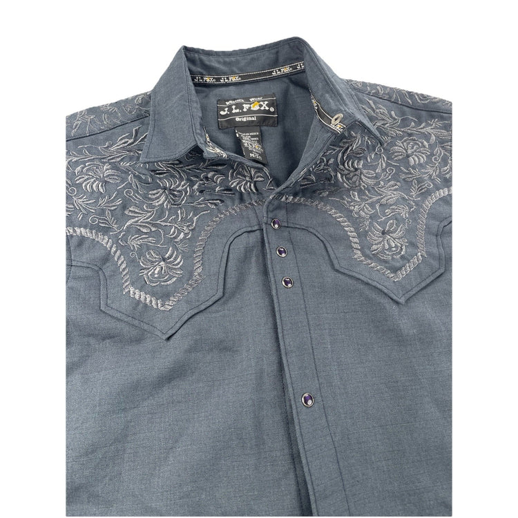 Men’s J.L. Fox Original Western Gray LongSleeve SnapDown Shirt Size M