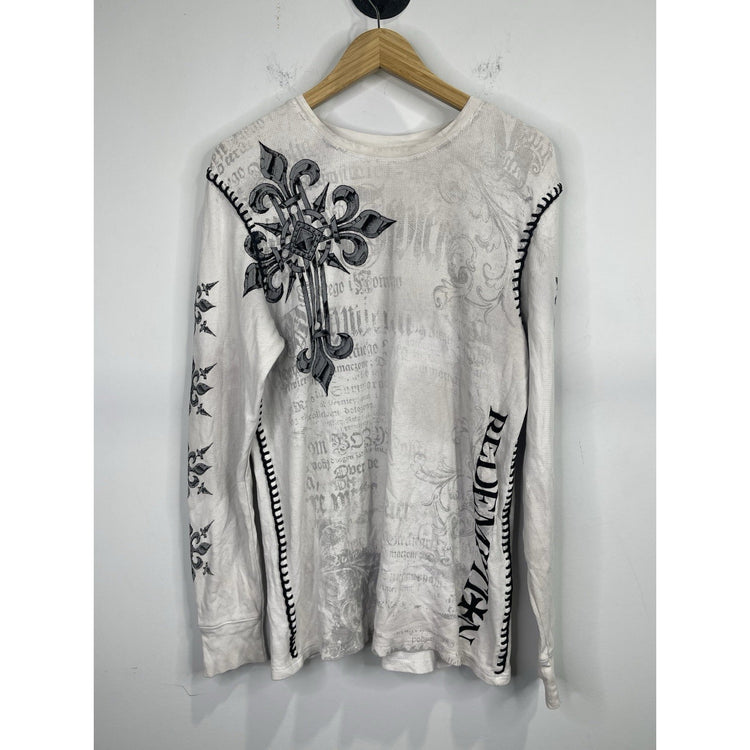 Vintage Y2K Raw State Redemption Knit Longsleeve Shirt Sz Large