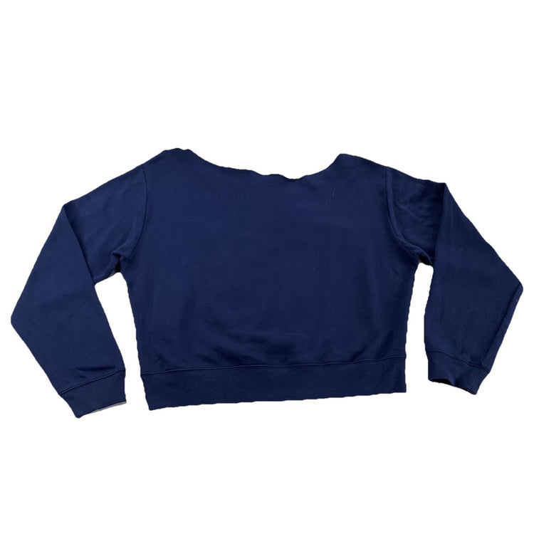 Women’s PINK Victoria Secret Oversized Cropped Navy Blue Sweatshirt Size L