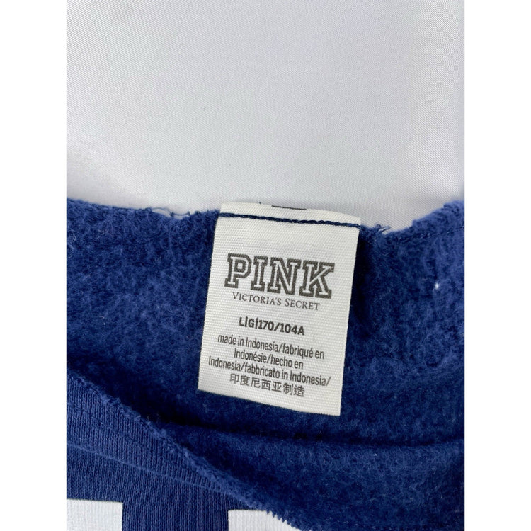 Women’s PINK Victoria Secret Oversized Cropped Navy Blue Sweatshirt Size L