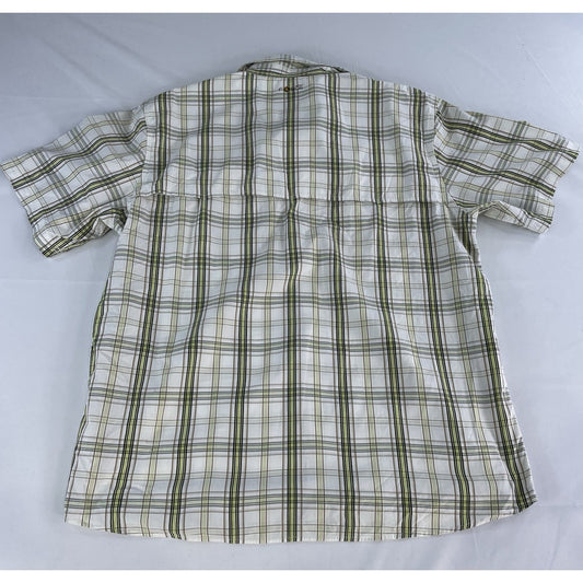 Mens Carhartt Relaxed Fit White & Green Plaid Button Down Shirt Size XL