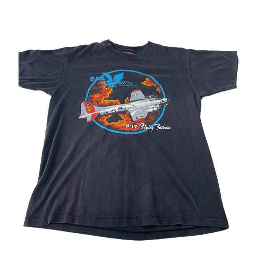 Mens Vintage EAA Aviation Foundation B-17 Bomber Aircraft Graphic T Shirt Size L