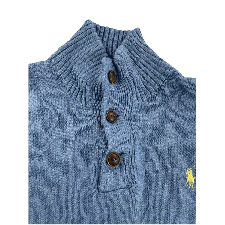 Mens Polo Ralph Lauren Size Small Light Blue Quarter Knitted Sweater