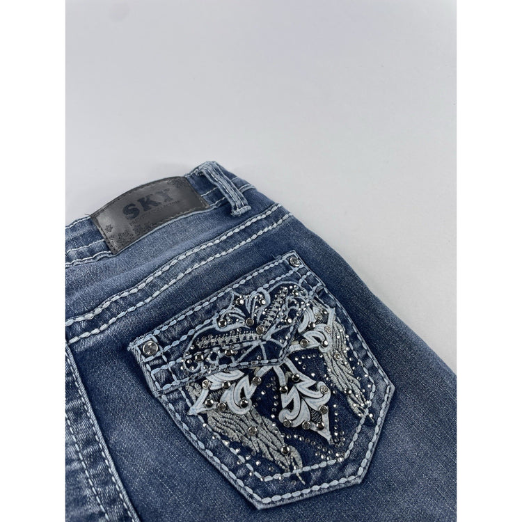 Women’s SKY Relaxed Bootcut Blue Jeans Size 7/8