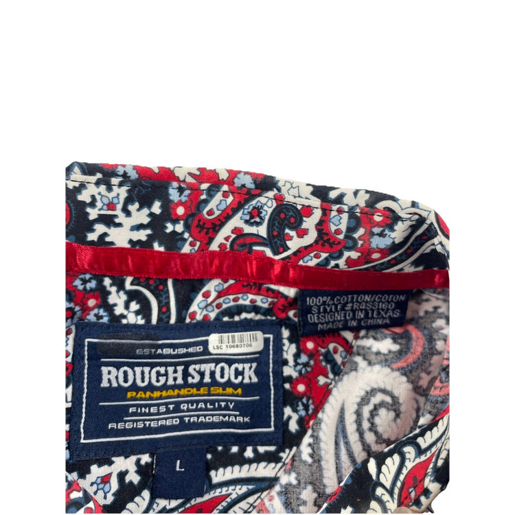 Mens Panhandle Rough Stock Western Multicolor Paisley Button-down Shirt Size L