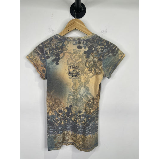 Women’s Y2k Rhinstone Harley Davidson Thin Sleeve T-shirt Sz Medium