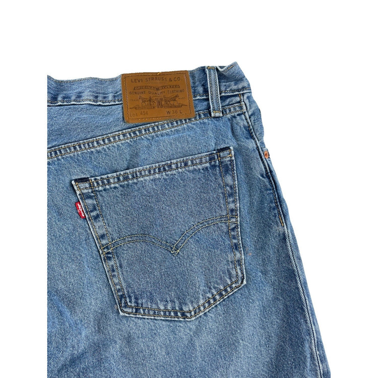 Mens Levi's Premium 569 Blue Denim Loose Straight Baggy Jean Shorts SIZE 36