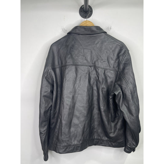 Men’s VTG Pendleton Western Wear Tribal Mount Boss Jacket Black Leather Sz Large