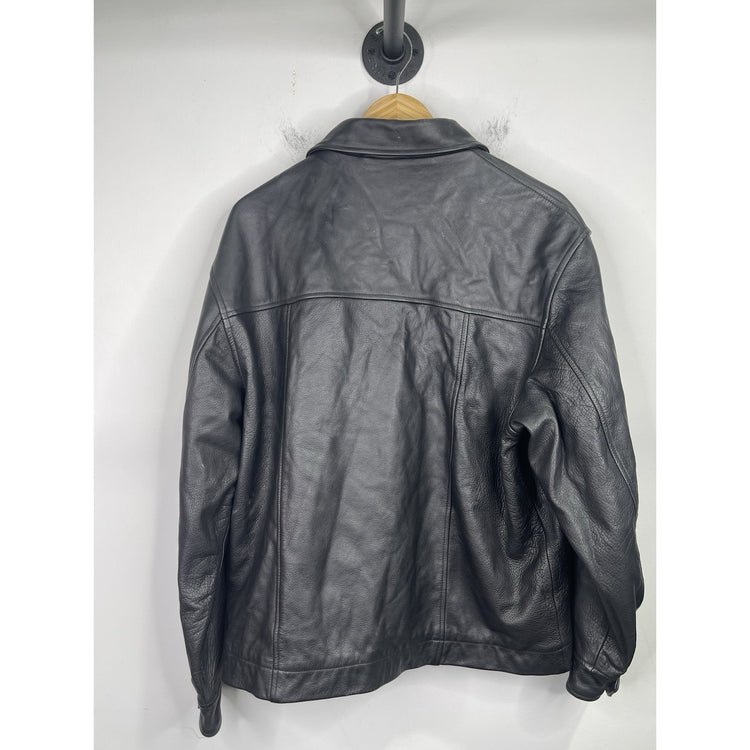 Men’s VTG Pendleton Western Wear Tribal Mount Boss Jacket Black Leather Sz Large