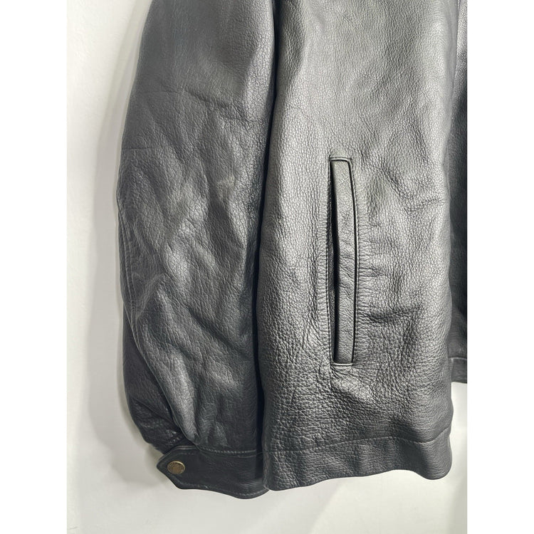 Men’s VTG Pendleton Western Wear Tribal Mount Boss Jacket Black Leather Sz Large