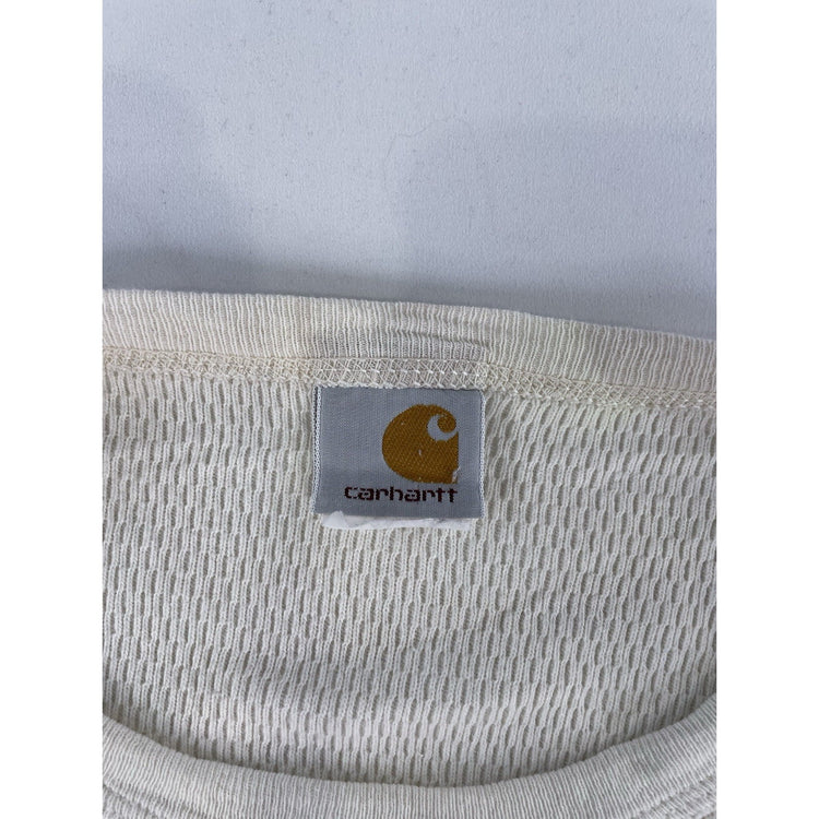 Mens Carhartt White Whip Nelson Waffle Knit Long Sleeve T Shirt Size Medium