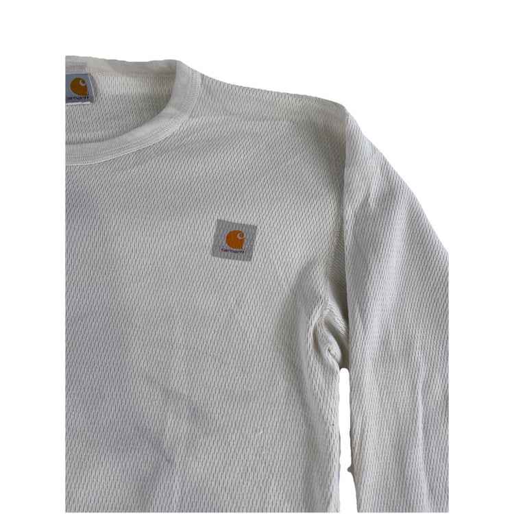 Mens Carhartt White Whip Nelson Waffle Knit Long Sleeve T Shirt Size Medium