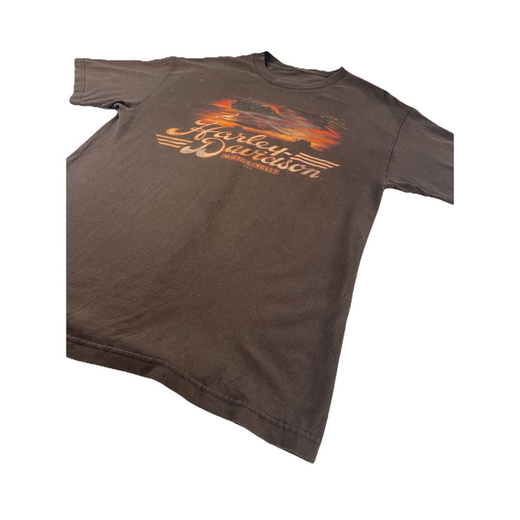 Mens Harley Davidson Motorcycle Basic Brown Graphic Tee Size L