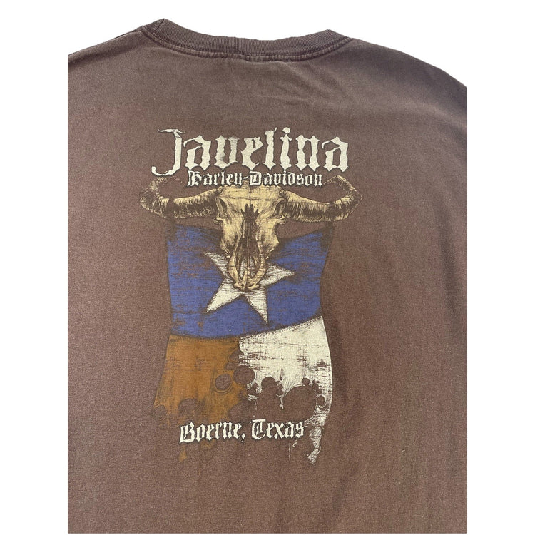 Mens Harley Davidson Motorcycle Basic Brown Graphic Tee Size L
