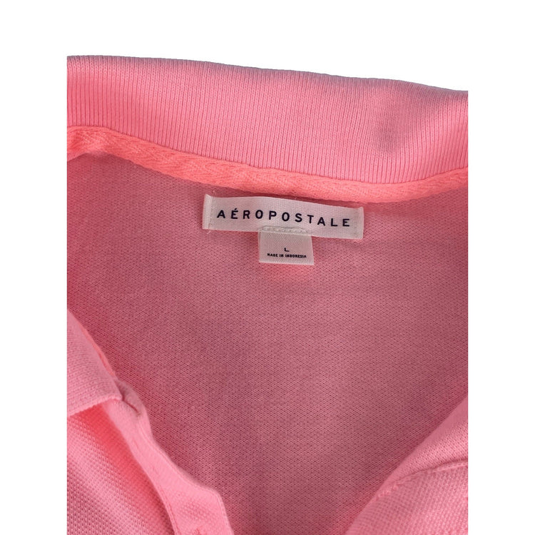 Womens Aeropostale Pink "A87" Embroidered Polo Shirt Size Large