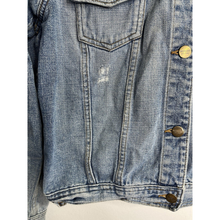 Womens Mossimo Denim Distressed Light Blue Denim Jacket Size 2XL