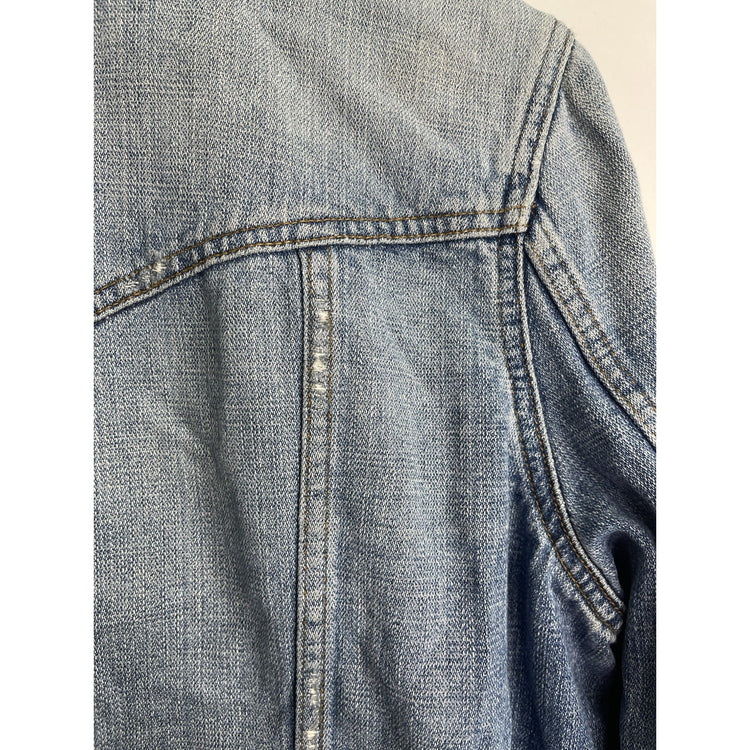 Womens Mossimo Denim Distressed Light Blue Denim Jacket Size 2XL