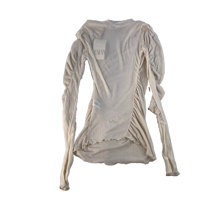 Women's Zara Cream Ruched Long-Sleeve Top Size S