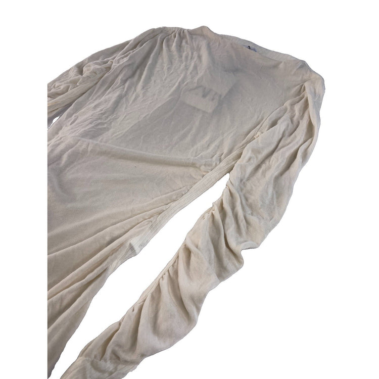 Women's Zara Cream Ruched Long-Sleeve Top Size S