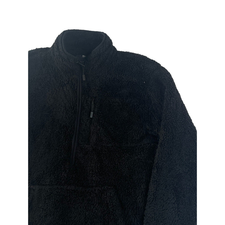 Womens PINk Victorias Secret Black Faux Fur Quarter Zip Sweater Size M