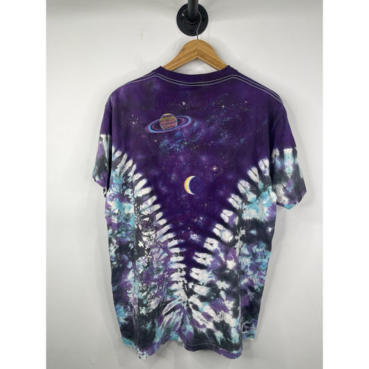 VNTG 90’S Liquid Blue All Over Print Galaxy Space Purple Tie Dye T-shirt Size XL