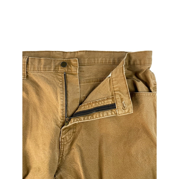 Men's Carhartt Dungaree Fit Canvas Carpenter Work Pants Brown Size 34x32