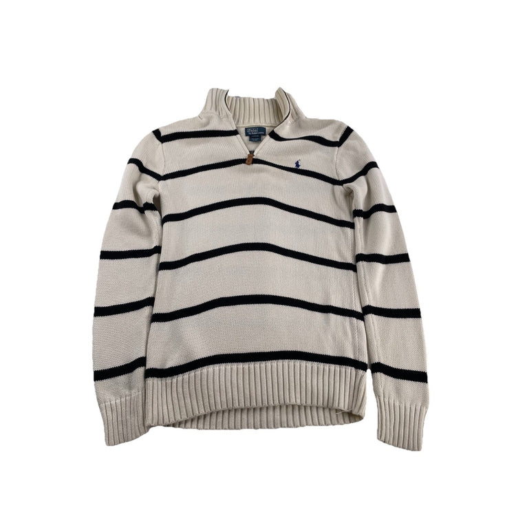 Mens Polo Ralph Lauren Size Large Black & White Knitted Quarter Zip