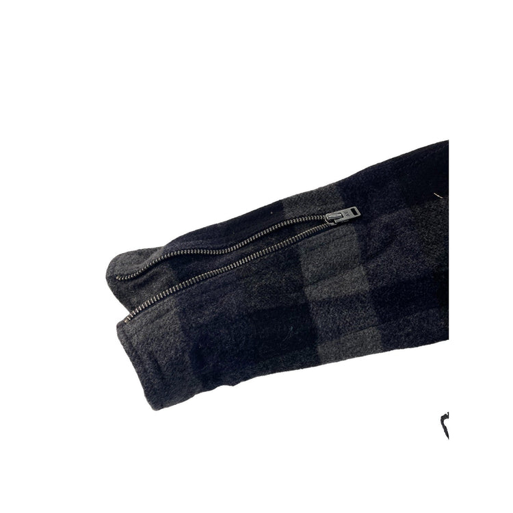 Womens American Eagle Black & Gray Plaid Wool Blend Moto Jacket Size Large