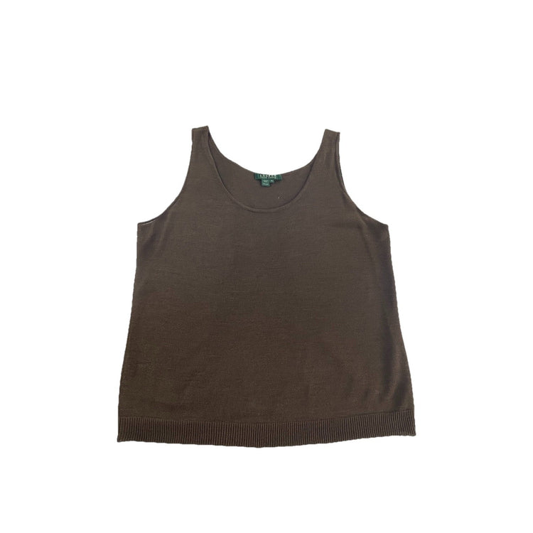 Womens Lauren Ralph Lauren Size XL Brown Ribbed Knit Tank Top