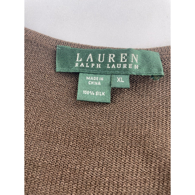Womens Lauren Ralph Lauren Size XL Brown Ribbed Knit Tank Top