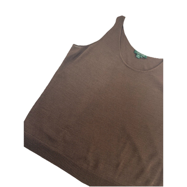 Womens Lauren Ralph Lauren Size XL Brown Ribbed Knit Tank Top