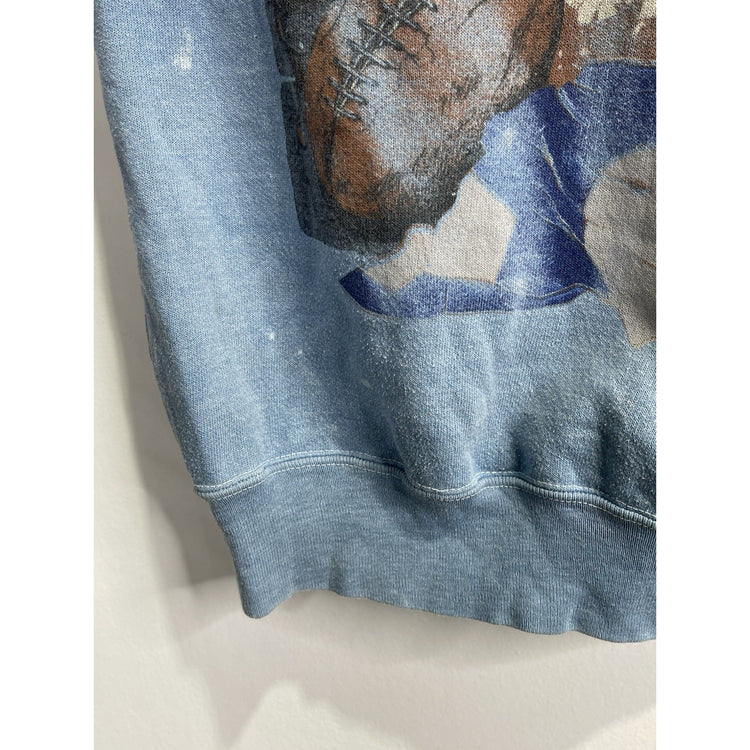 Men’s Blue Vintage 90s Penn State Classic Collage Football Sweatshirt Sz Large