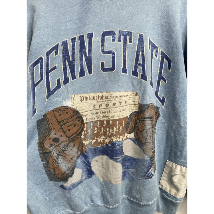 Men’s Blue Vintage 90s Penn State Classic Collage Football Sweatshirt Sz Large