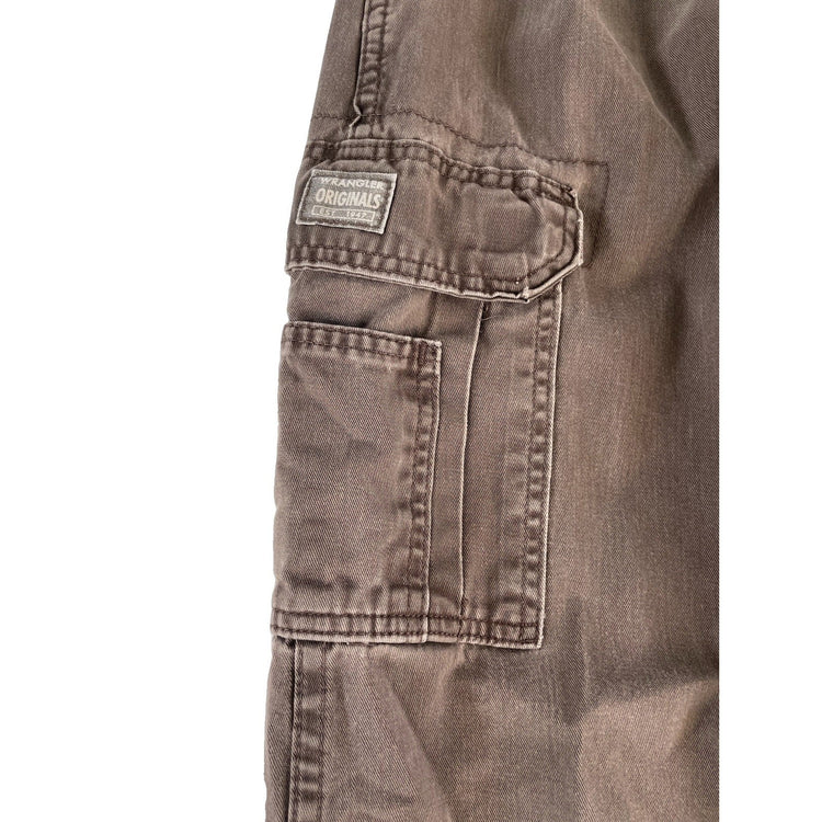 Mens Wrangler Originals Cargo Pants Brown Cotton Work Utility Faded Size 30x30