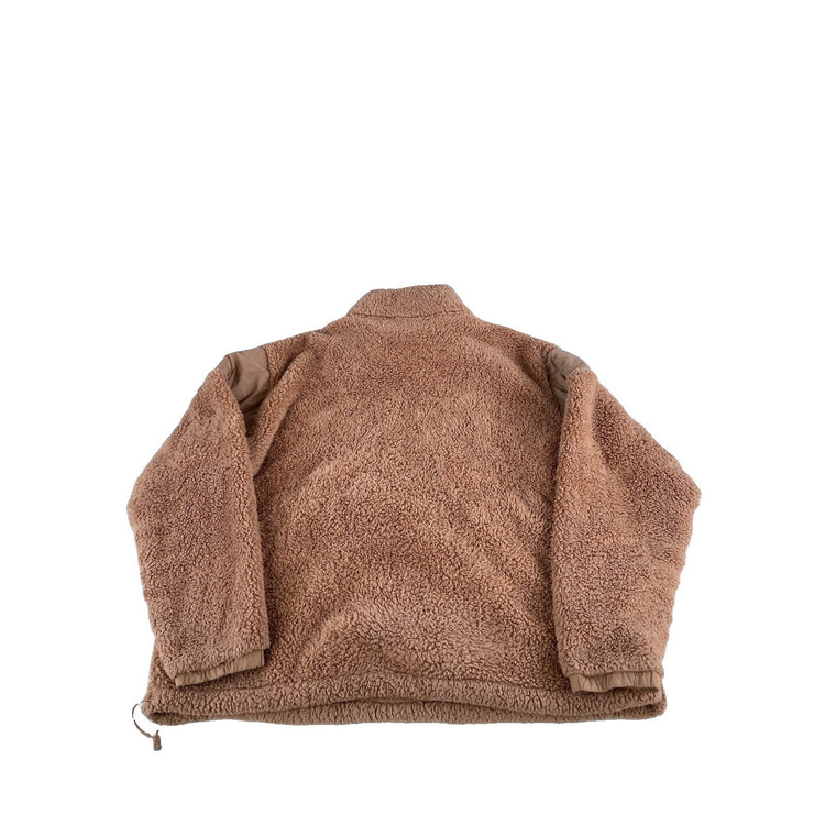 Womens Victoria Secret PINK Sherpa Fleece Pullover 1/2 Zip Sweatshirt Tan SizeXL