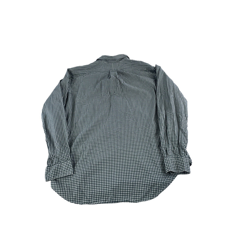 Mens Polo Ralph Lauren Green & White Gingham Check Pattern Collared Shirt Size L
